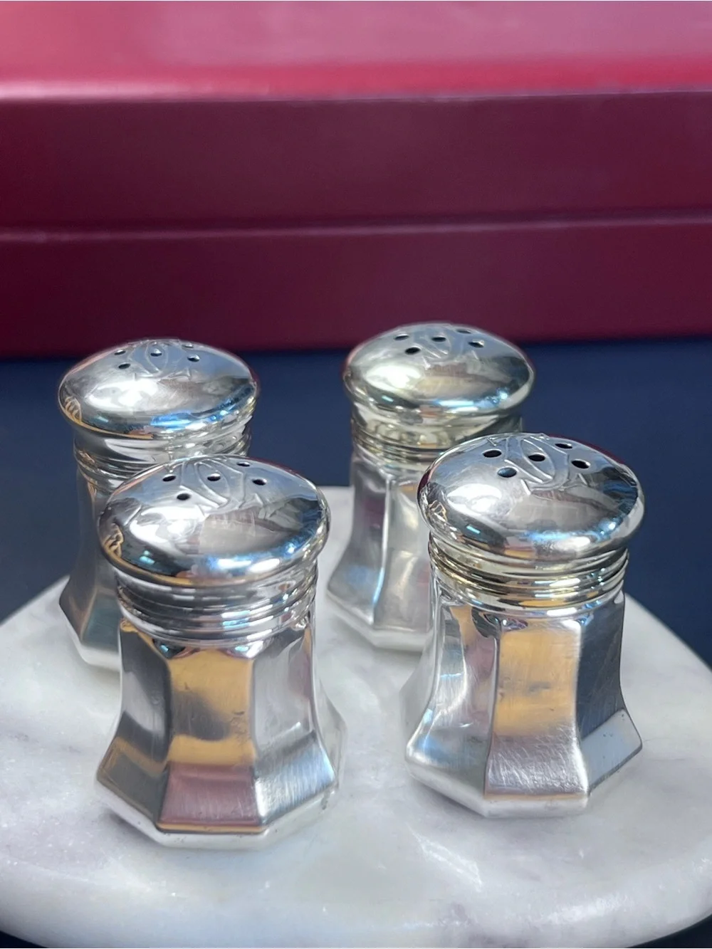 Cartier Vintage solid Sterling Silver salt and pepper shaker set in a box